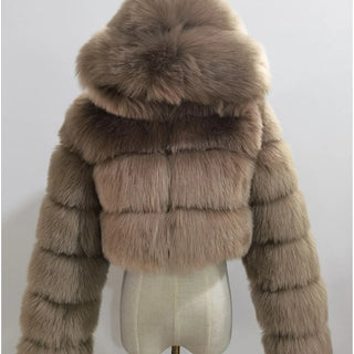 Buy khaki Furry Cropped Faux Fur