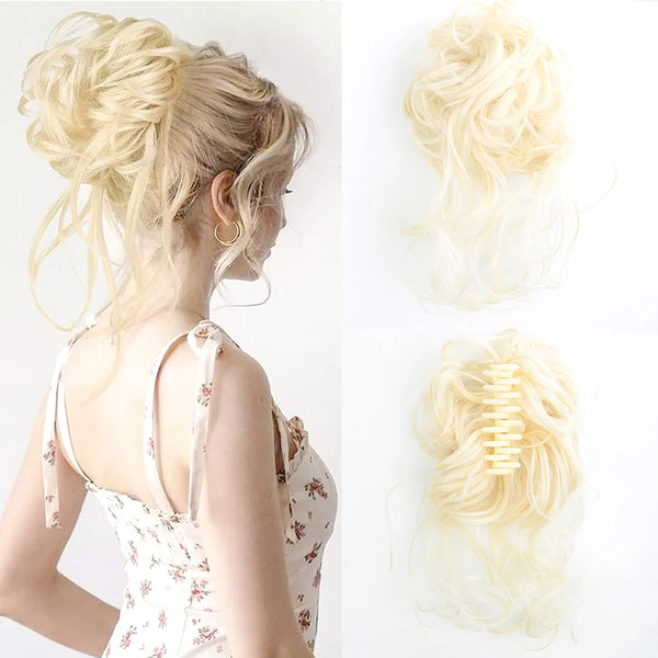 Messy Curly Fluffy Hair Bun Clip in Ponytail Hair Extensions