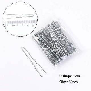 Buy u-silver-50pcs-5cm Waved U-Shaped Bobby Pin