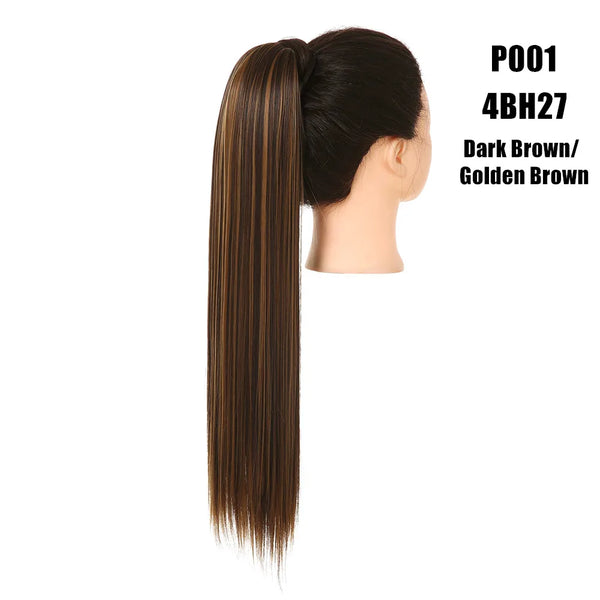 Synthetic Straight Ponytail Hair Extension Clip in