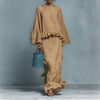 Women's Long Sleeve Top & Irregular Hem Skirt Set | Elegant Solid Color 2-Piece in 4 Colors