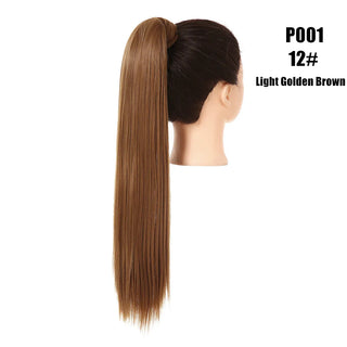 Buy light-golden-brown Synthetic Straight Ponytail Hair Extension Clip in