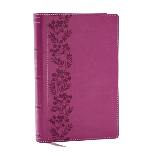 NKJV Personal Size Large Print Bible with 43,000 Cross References, Pink Leathersoft, Red Letter, Comfort Print (Thumb Indexed) - Imitation Leather
