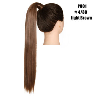 Buy light-brown Synthetic Straight Ponytail Hair Extension Clip in