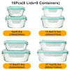 16-Piece Glass Food Storage Containers with Lids – Durable Set
