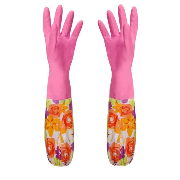 Rubber Velvet Long Gloves Household