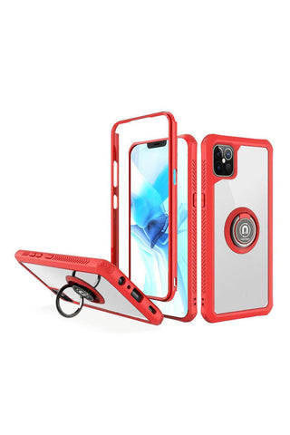 Buy red For iPHONE 12 PRO MAX 6.7 TRANSPARENT MAGNETIC RINGSTAND CASE COVER