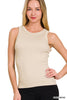 2 Way Neckline Seamless Ribbed Tank Top: Sand Beige