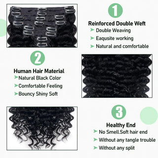 Human Hair Deep Wave Clip in Hair Extensions