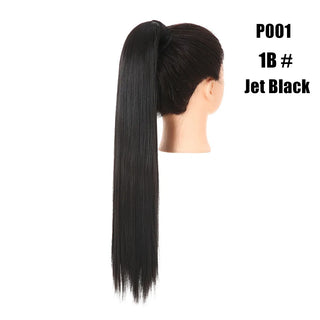Buy jet-black Synthetic Straight Ponytail Hair Extension Clip in