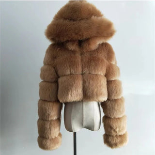 Buy brown Furry Cropped Faux Fur