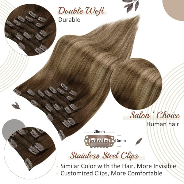 Double Weft Hair Extensions Human Hair for Woman