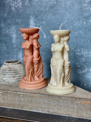 Buy almond Goddess Trio Sculpture Candle