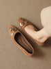Women's French Retro Suede Pumps | Studded Slip-On Low-Cut Work Shoes with Hidden Lift | EU 36–40