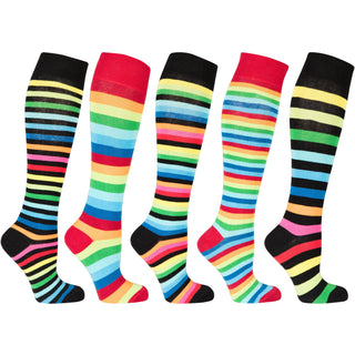 Women's Multiline Stripe Knee High Socks Set