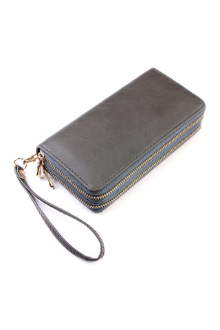 Buy dark-gray Double Zip Around Wallet