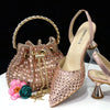 Diamond Pointed Toe Wedding Shoe and Bag Set for Party