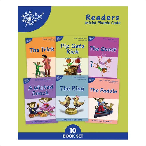 Phonic Books Dandelion Readers Set 1 Units 11-20 (Two-Letter Spellings Sh, Ch, Th, Ng, Qu, Wh, -Ed, -Ing, Le): Decodable Books for Beginner Readers Tw - Paperback
