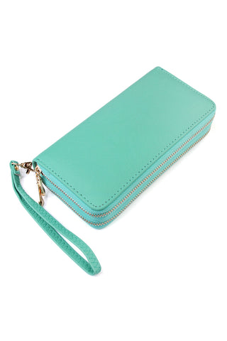 Buy dark-mint Double Zip Around Wallet