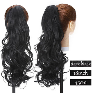 Buy dark-black Synthetic Long Wavy Fake Ponytail Extension