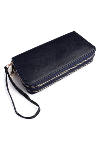 Buy navy Double Zip Around Wallet