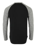 ZIMEGO Men's Long Sleeve Color Block Raglan v Neck Henley Curved Hem Slim Shirts