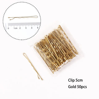 Buy gold-50pcs-5cm Waved U-Shaped Bobby Pin