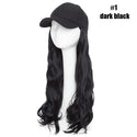 Synthetic Baseball Cap With Hair Long Wavy Fake Hair