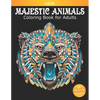 Coloring Book for Adults Majestic Animals: 50 Beautiful Designs for Relaxation and Stress Relief, Great Stress Relieving Gift for Women and Men - Paperback