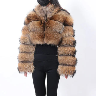Buy natural-raccoon Fashion Fox Fur Winter Coats Vests