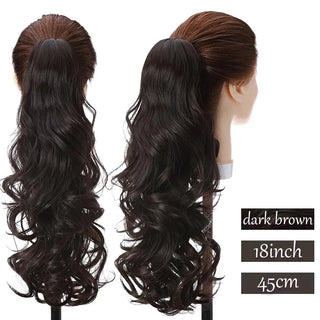 Buy dark-brown Synthetic Long Wavy Fake Ponytail Extension