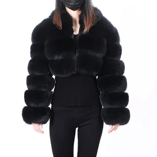 Buy black Fashion Fox Fur Winter Coats Vests