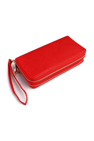 Buy red Double Zip Around Wallet