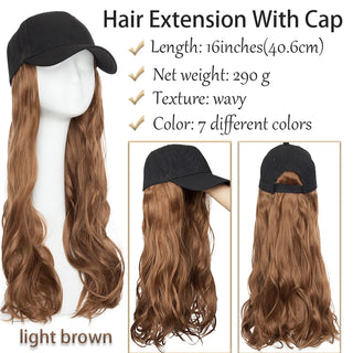 Synthetic Baseball Cap With Hair Long Wavy Fake Hair