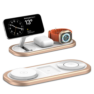 Buy rose-gold Magnetic Foldable 3 in 1 Wireless Charger Charging Station
