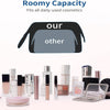 Wide-open Quilted Travel Makeup Organizer Bag with Handle: Black