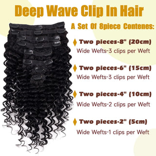 Deep Wave Clip Ins Human Hair Extensions