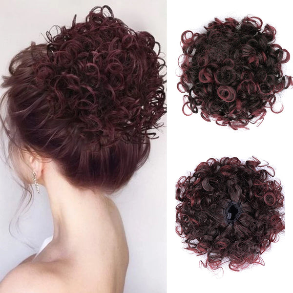 Messy Curly Fluffy Hair Bun Clip in Ponytail Hair Extensions