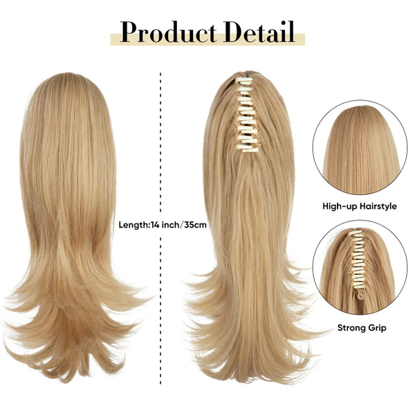 Synthetic Claw Clip in Ponytail Hair Extensions Hairpiece 14"