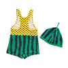 Styles I Love Baby Toddler Boy Watermelon One-Piece Swimsuit with Hat 2pcs Set Green Bathing Suit Beach Pool Swimwear