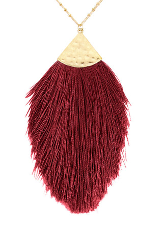 Buy burgundy Tassel Pendant Necklace