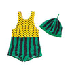 Styles I Love Baby Toddler Boy Watermelon One-Piece Swimsuit with Hat 2pcs Set Green Bathing Suit Beach Pool Swimwear