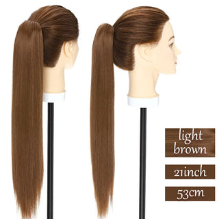 Buy light-brown1 Synthetic Long Wavy Fake Ponytail Extension