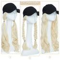 Synthetic Baseball Cap With Hair Long Wavy Fake Hair