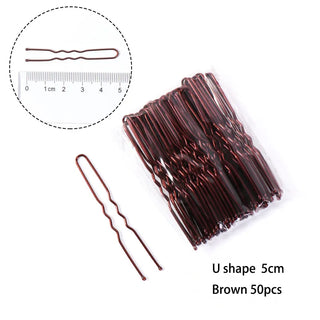 Buy u-brown-50pcs-5cm Waved U-Shaped Bobby Pin