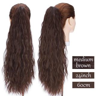 Buy medium-brown2 Synthetic Long Wavy Fake Ponytail Extension