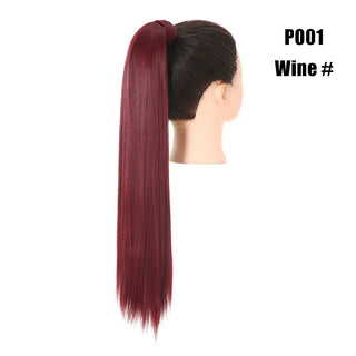 Buy wine Synthetic Straight Ponytail Hair Extension Clip in