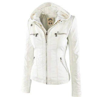 Buy white Winter Faux Leather Jacket Women