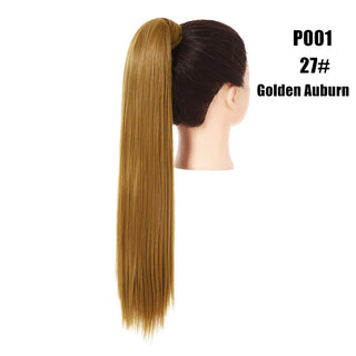Buy golden-auburn Synthetic Straight Ponytail Hair Extension Clip in