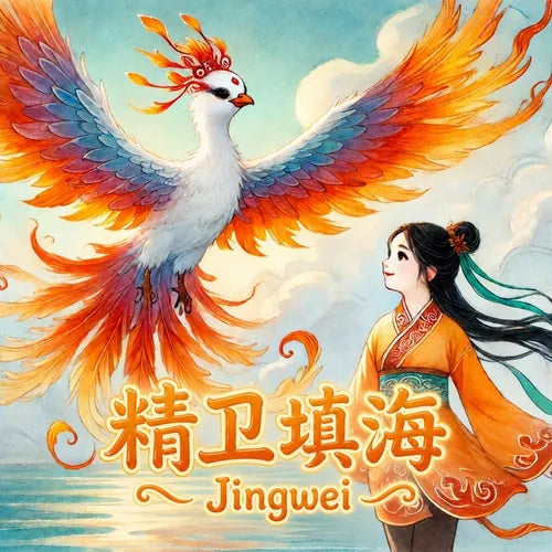 Jingwei - The Bird Who Challenged the Sea: Chinese Mythology Stories for Kids in English, Chinese, and Pinyin - Paperback